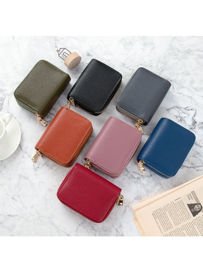 Korean Card Bag for Women Short Simple Solid Color Multi-card Large Capacity Zipper Student Coin Purse Female