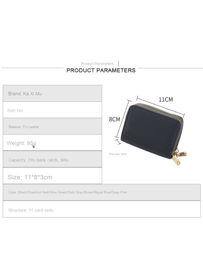 Korean Card Bag for Women Short Simple Solid Color Multi-card Large Capacity Zipper Student Coin Purse Female