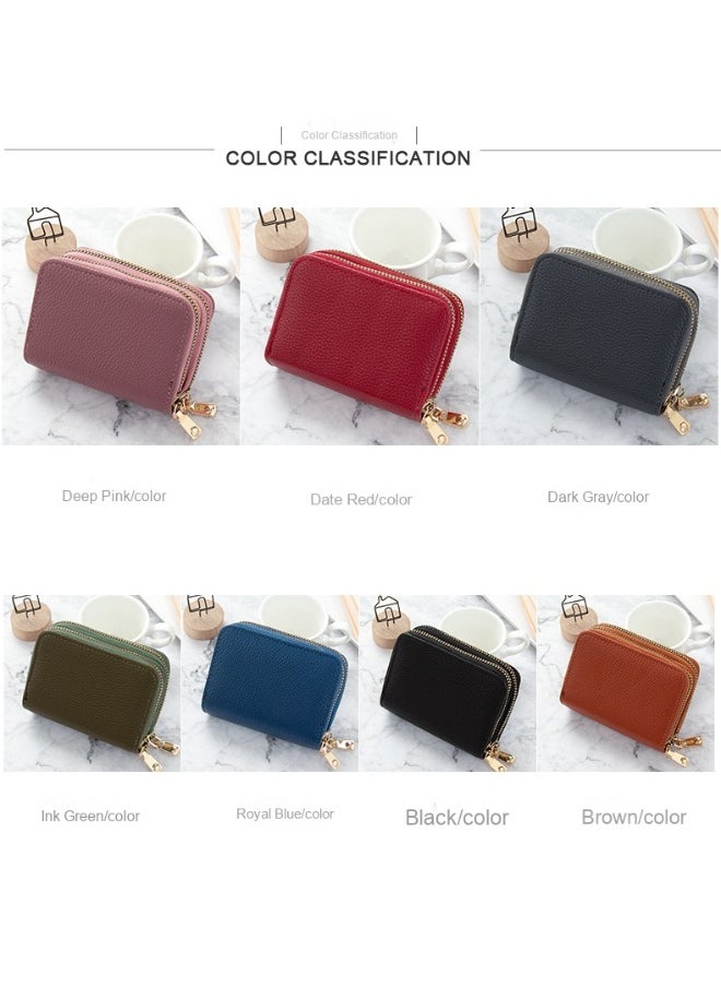 Korean Card Bag for Women Short Simple Solid Color Multi-card Large Capacity Zipper Student Coin Purse Female