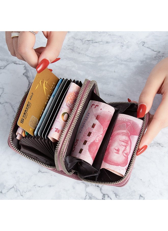 Korean Card Bag for Women Short Simple Solid Color Multi-card Large Capacity Zipper Student Coin Purse Female