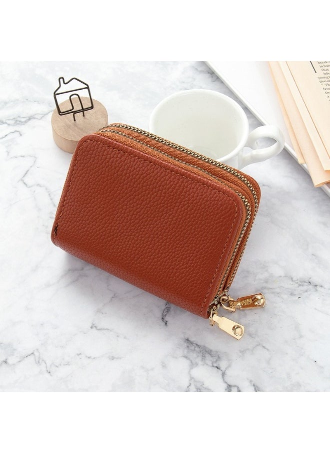 Korean Card Bag for Women Short Simple Solid Color Multi-card Large Capacity Zipper Student Coin Purse Female