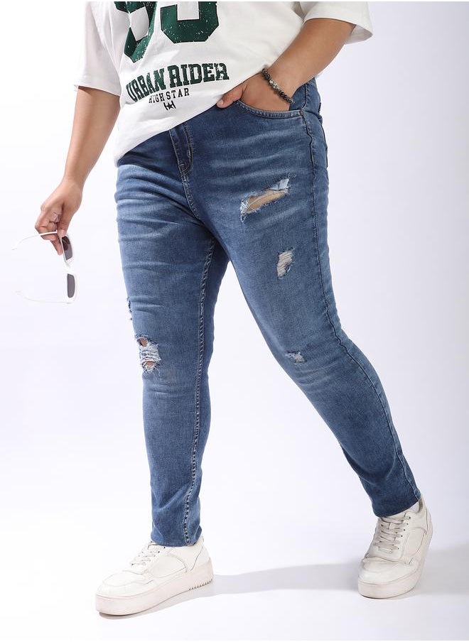 Women Comfort Skinny Fit High-Rise Light Disressed Streachable Fade Jeans