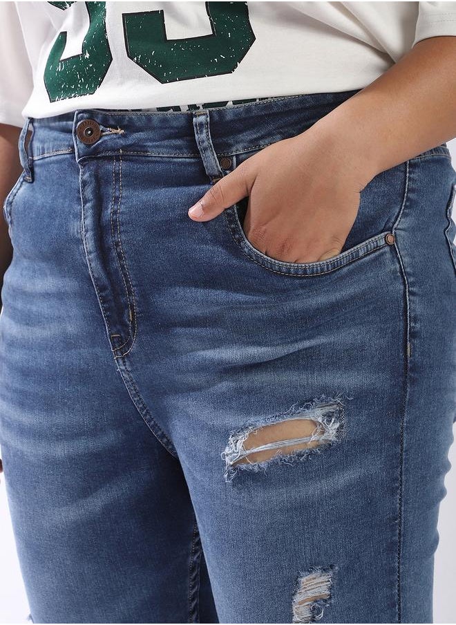 Women Comfort Skinny Fit High-Rise Light Disressed Streachable Fade Jeans