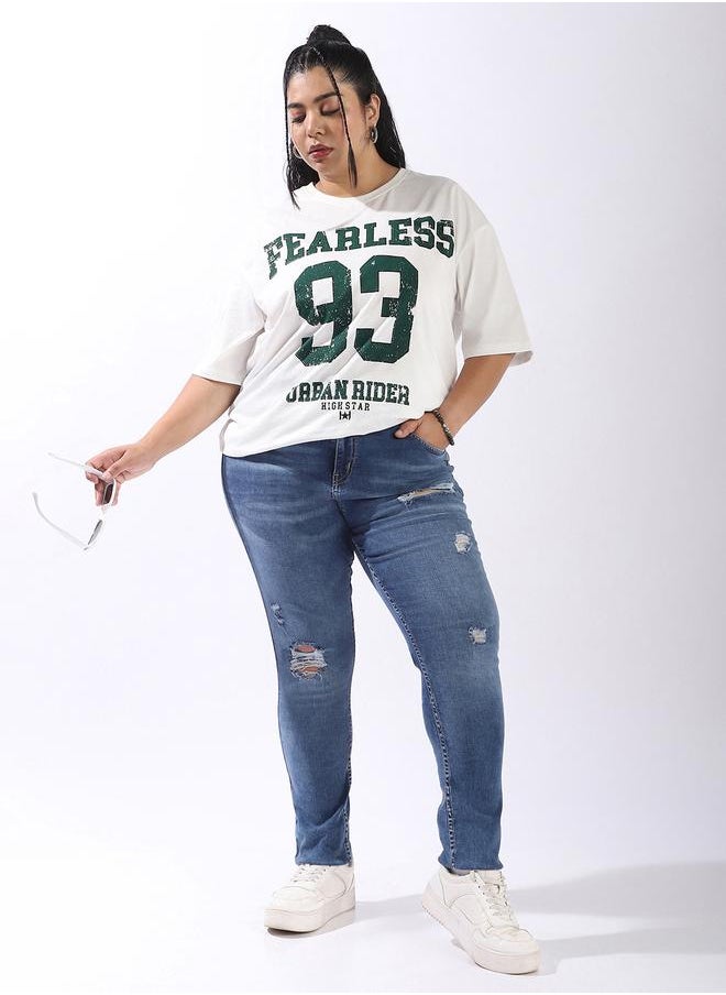 Women Comfort Skinny Fit High-Rise Light Disressed Streachable Fade Jeans