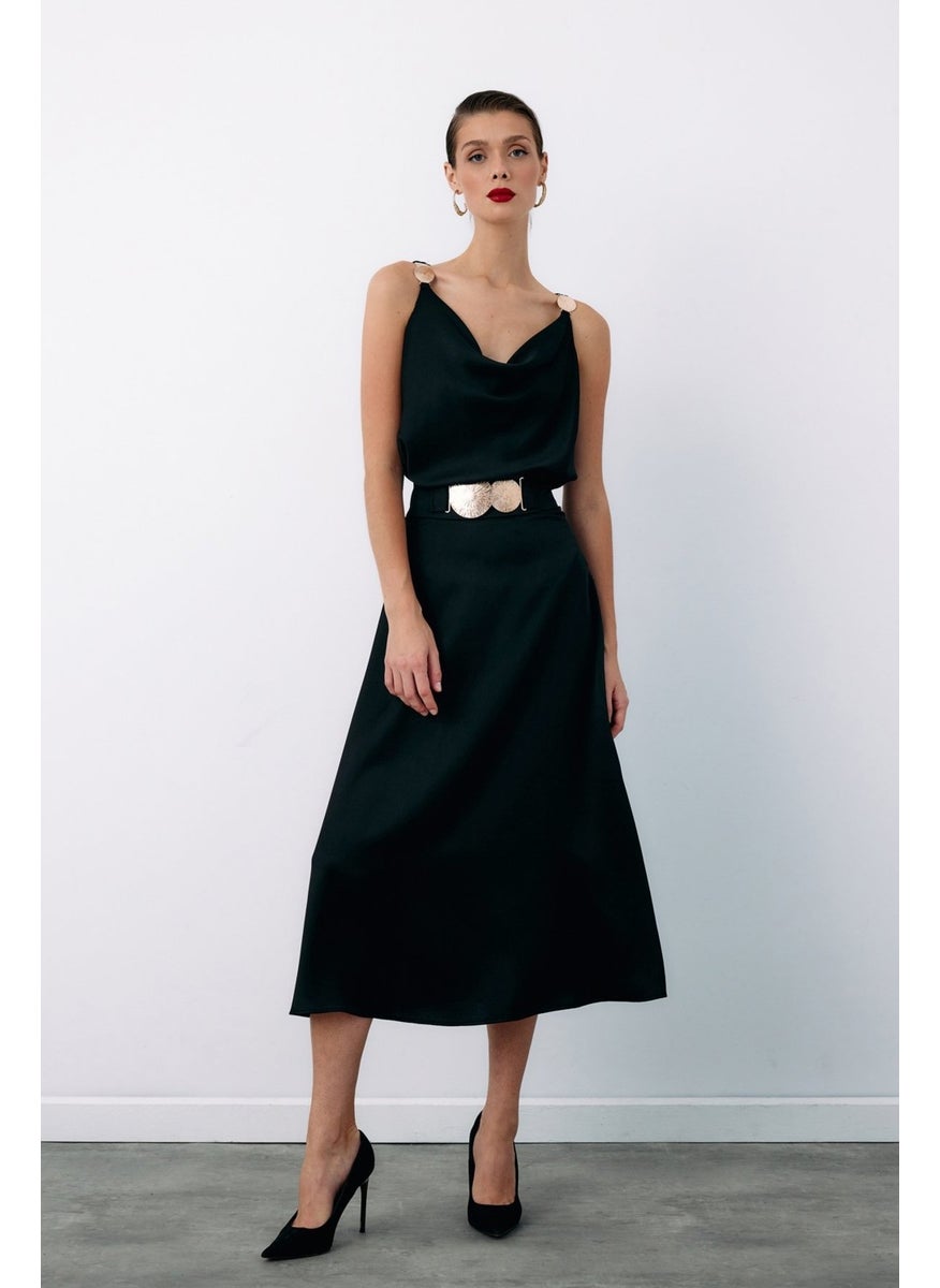 Belt Accessory Flared Skirt - Black