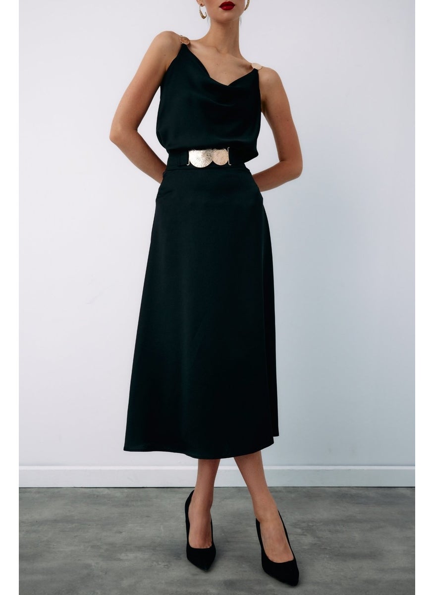 Belt Accessory Flared Skirt - Black
