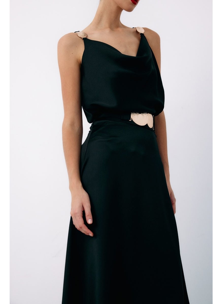 Belt Accessory Flared Skirt - Black