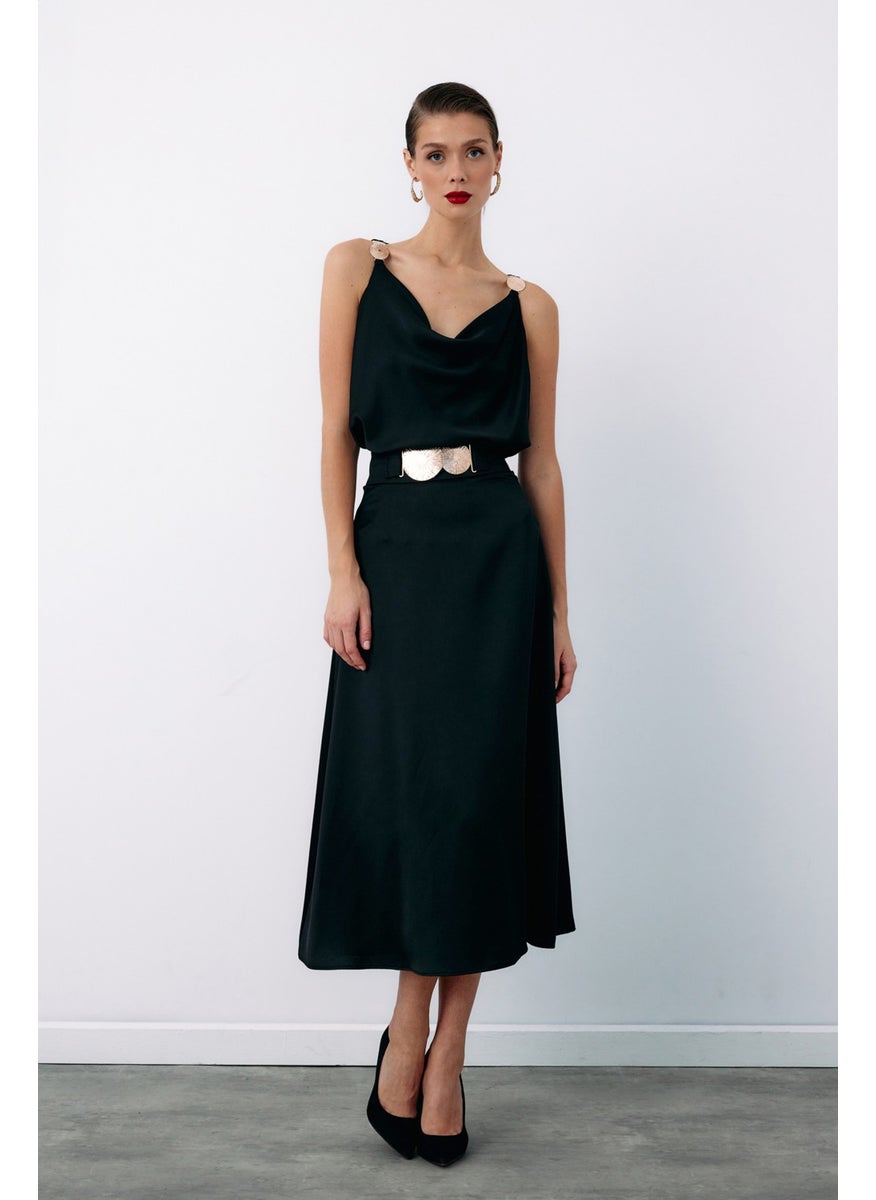 Belt Accessory Flared Skirt - Black