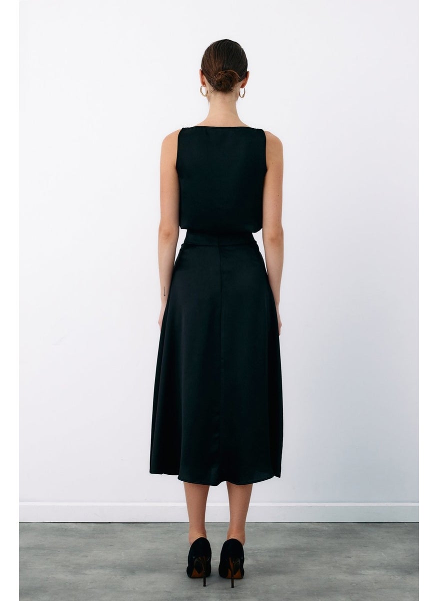 Belt Accessory Flared Skirt - Black