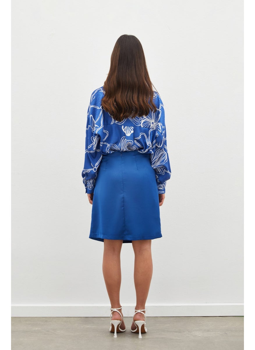 Belted Mini Skirt - Indigo