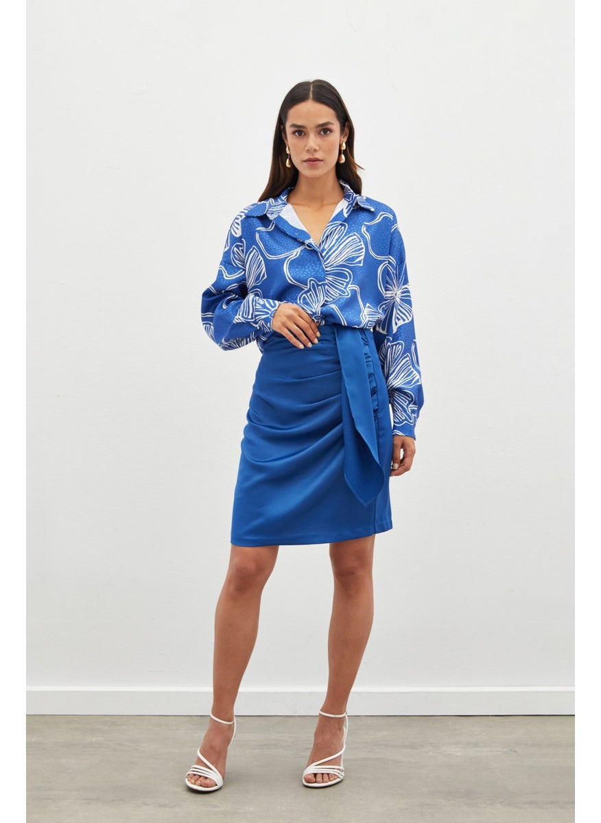 Belted Mini Skirt - Indigo