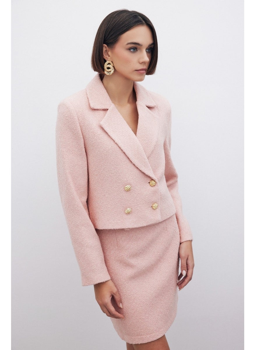 Glittery Mini Tweed Skirt - Powder