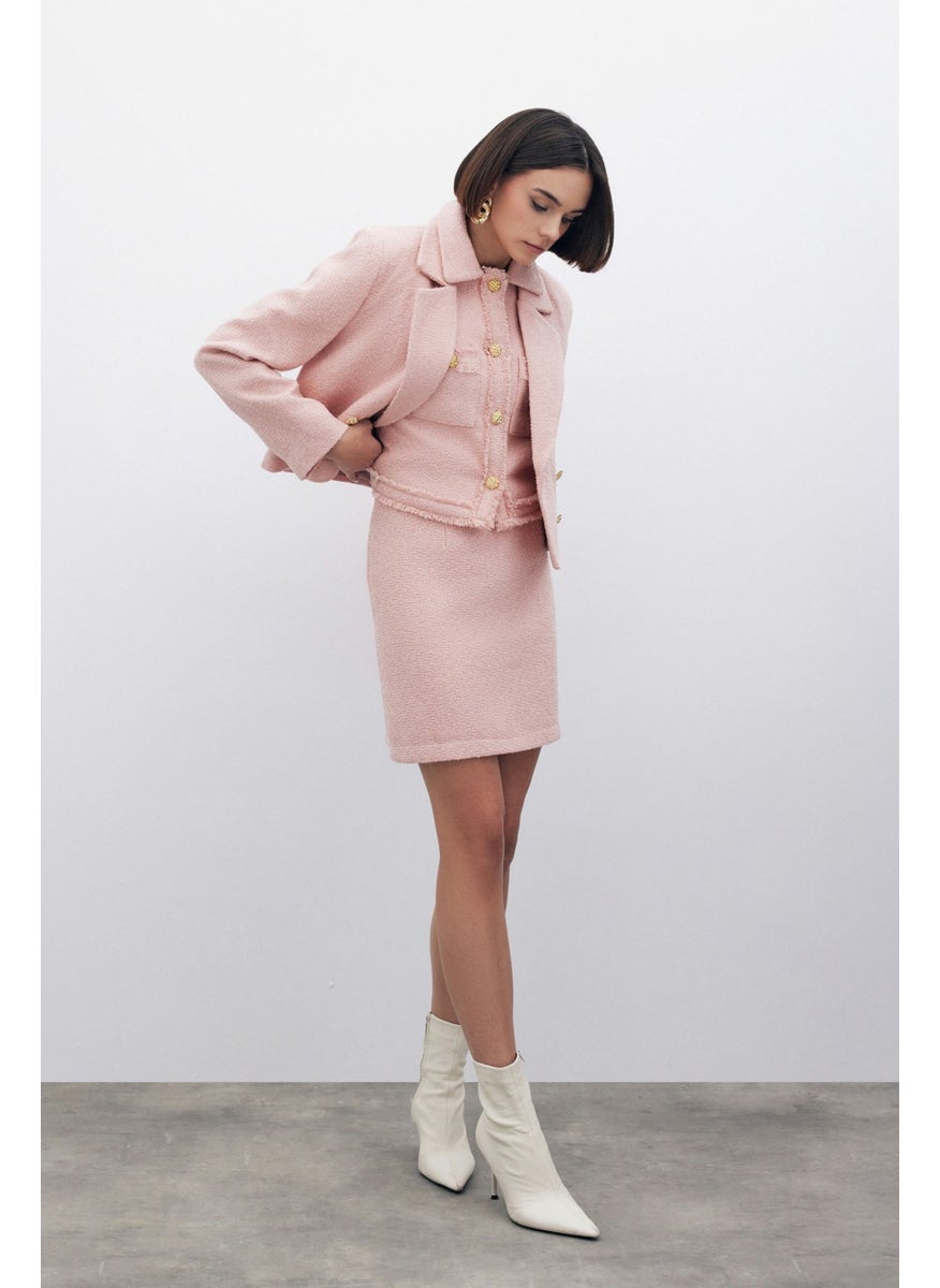 Glittery Mini Tweed Skirt - Powder