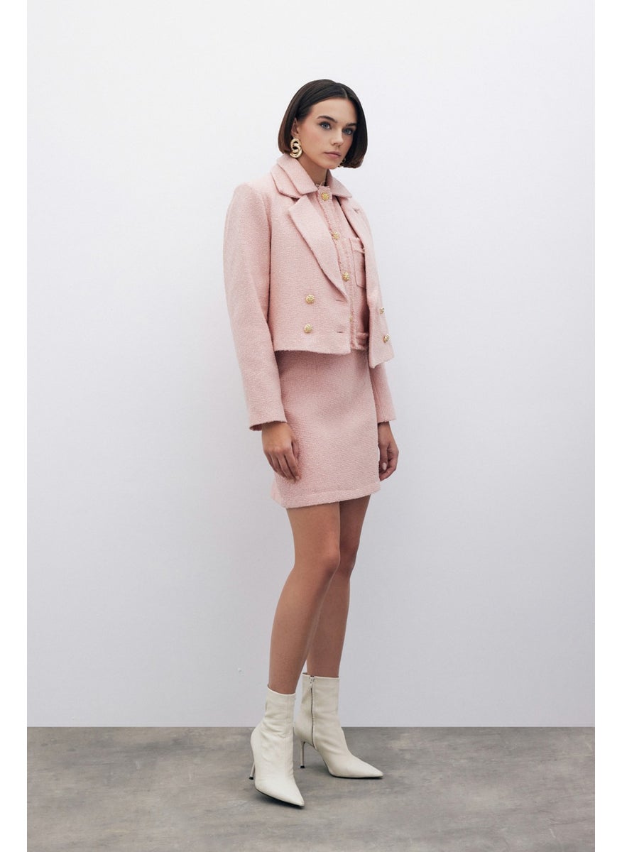 Glittery Mini Tweed Skirt - Powder