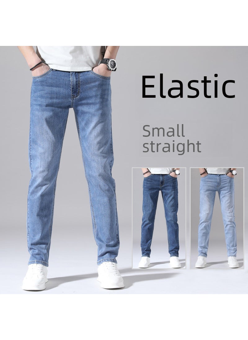 Men Spring Season Fashion Slim Fit Straight Cylinder Elastic Casual Pants Suitable Middle-Aged Young People 1210 Gray