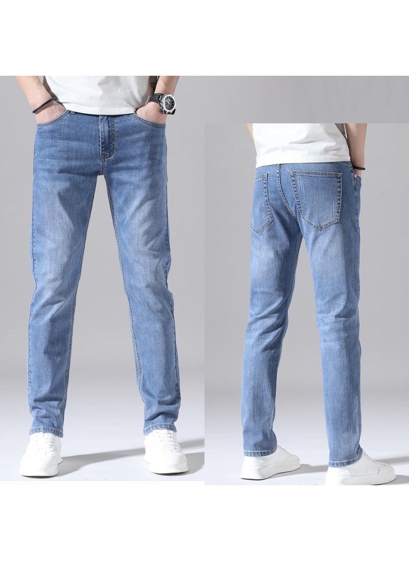 Men Spring Season Fashion Slim Fit Straight Cylinder Elastic Casual Pants Suitable Middle-Aged Young People 1210 Gray