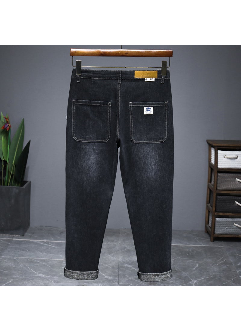 Men Blue Gray Autumn Winter Brand Jeans Versatile Comfortable Breathable Slim Fit Straight Crotch Pants Casual Cotton Material 2235 Black