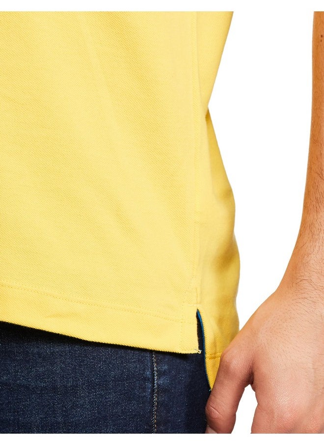 U.S. POLO ASSN. Mens Half Slleeve Polo Regular Fit T-Shirts (Ustshs1538_Yellow_Large)