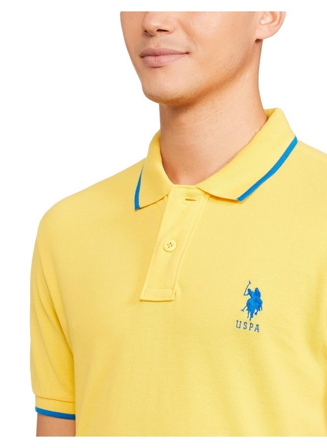 U.S. POLO ASSN. Mens Half Slleeve Polo Regular Fit T-Shirts (Ustshs1538_Yellow_Large)