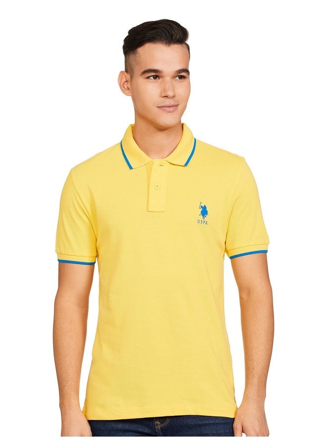 U.S. POLO ASSN. Mens Half Slleeve Polo Regular Fit T-Shirts (Ustshs1538_Yellow_Large)