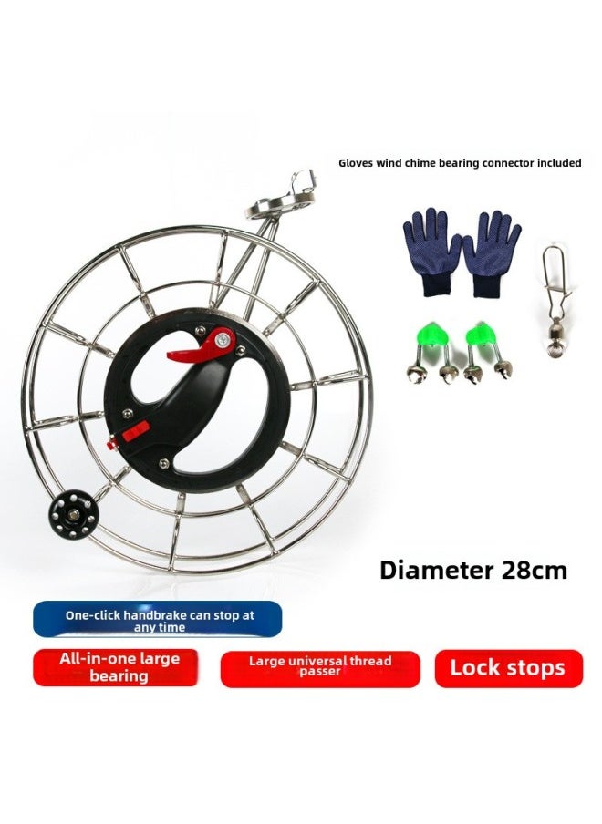 Kite Line Roulette Stainless Steel Kite Roulette Anti-reverse Hand Brake High-grade Large Bearing Hand Grip Wheel Spool Jianpeng-Colour:28cm Large Universal Bearing Handbrake Steel Wheel