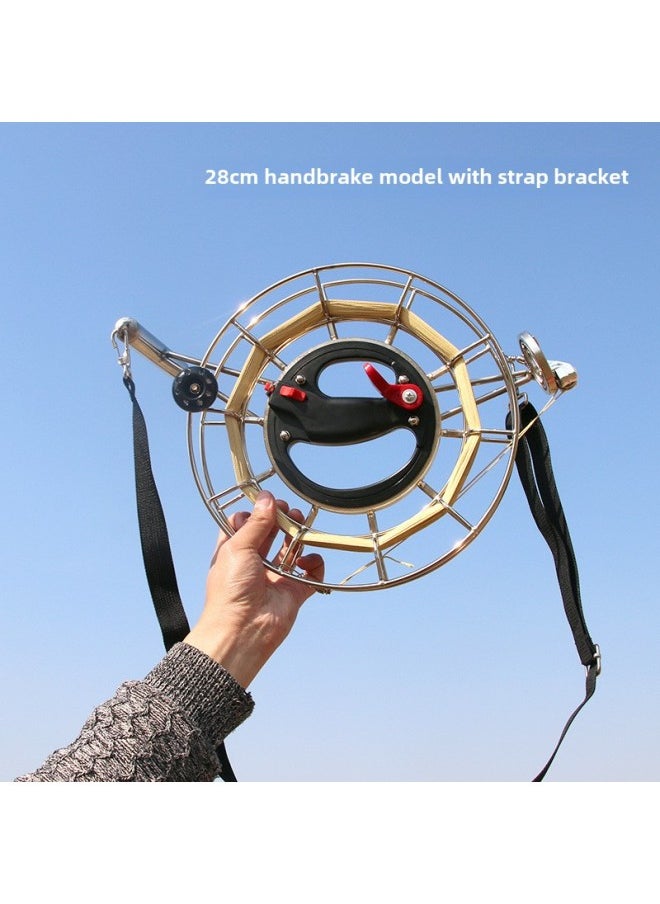 Kite Line Roulette Stainless Steel Kite Roulette Anti-reverse Hand Brake High-grade Large Bearing Hand Grip Wheel Spool Jianpeng-Colour:28cm Large Universal Bearing Handbrake Steel Wheel