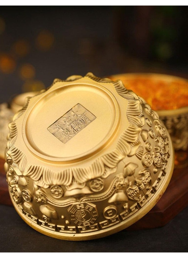 Brass Treasure Bowl, Gold Decor Home Decor Candy Bowl Treasure Basin Money Fortune Basin Treasure Bowl Chinese Fortune Bowl Desktop Decoration Home Supply Office Chinese Style Household Products