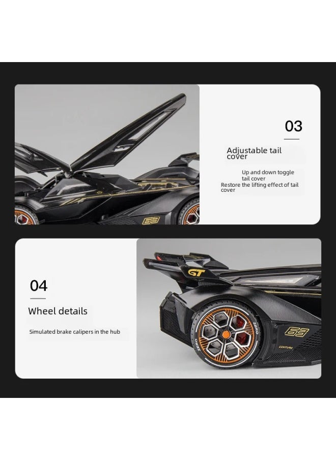 122 Lamborghini V12 Alloy Model Car Boys Toy Car Dashboard Decoration Live Broadcast Recommendation Static Model Non-electric-Color:1: 22 Jiaye Lamborghini Poison-Ash