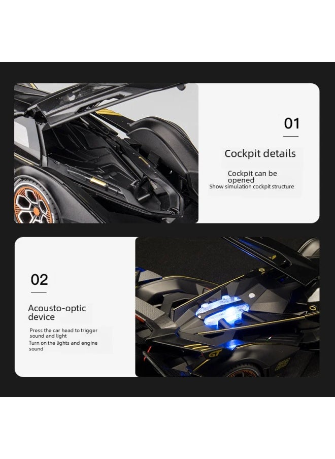 122 Lamborghini V12 Alloy Model Car Boys Toy Car Dashboard Decoration Live Broadcast Recommendation Static Model Non-electric-Color:1: 22 Jiaye Lamborghini Poison-Ash
