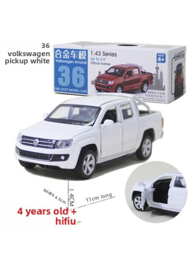 Cai Po Alloy Car Model Police Car Fire Truck Off-road Vehicle SUV Jeep Children's Toy Car-Color:67036 Volkswagen Pickup White
