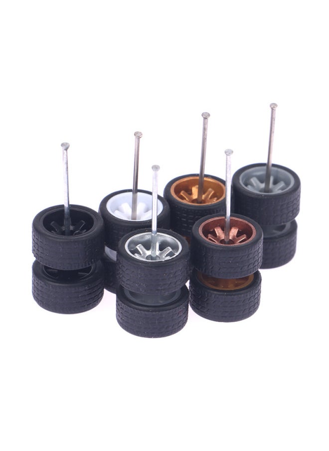 Hot Sale 1:64 Basic Alloy Car Model Modified Wheel Hub Remote Control Car Modified Rubber Tire-Color:Silver Cross