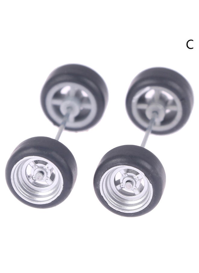 Hot Sale 1:64 Basic Alloy Car Model Modified Wheel Hub Remote Control Car Modified Rubber Tire-Color:Silver Cross