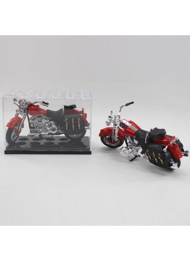 Simulation Alloy Motorcycle Model Locomotive Toy Car Desktop Baking Cake Ornaments Hobby Collection Gift-Color:HX796 Red 210G Building Blocks Display Box Packaging 14.8*7.2*10CM