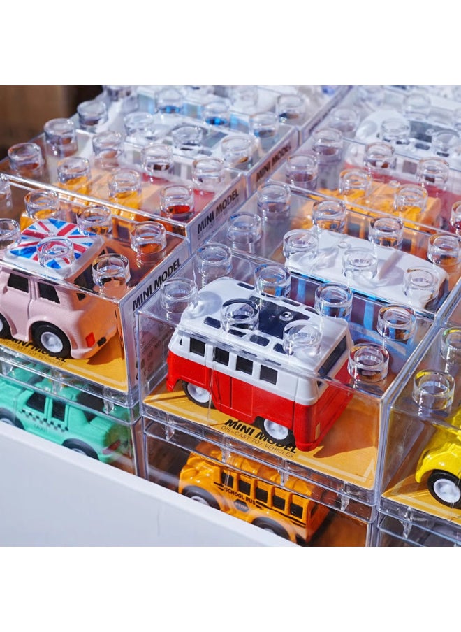 Q Version Mini Building Block Box Car Back Force Alloy Car Children Simulation Alloy Back Force Car Sports Car Model Toy-Color:Q Version Mini Pull-back Building Block Car