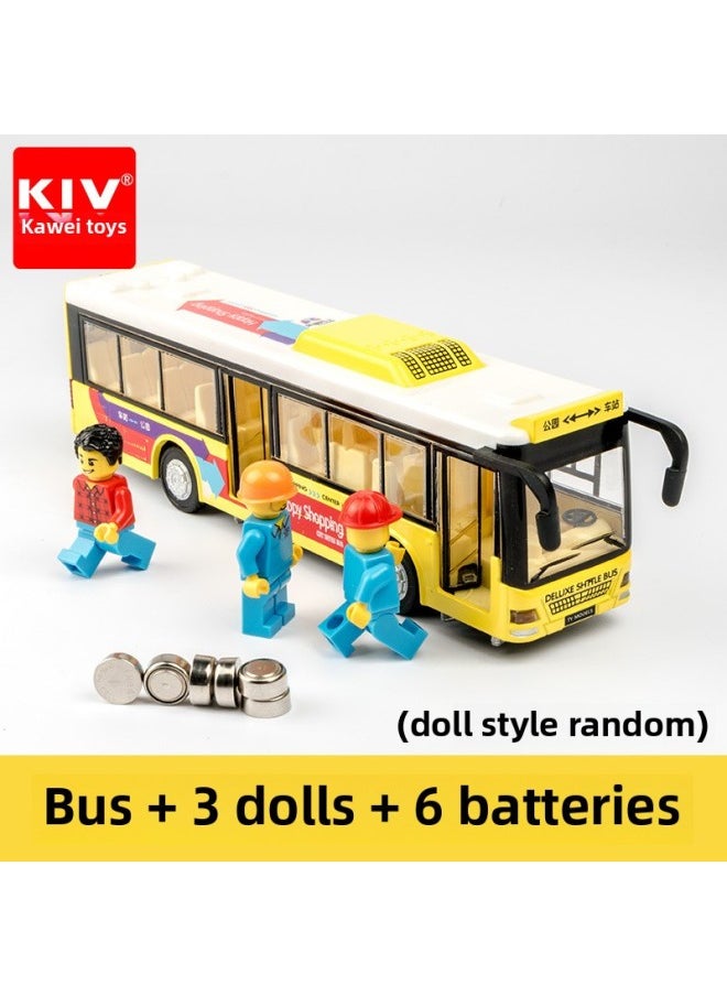 Sky Eagle 1:50 Bus Bus Model Artificial Alloy Voice Kidsren's Toy Birthday Gift Car Model-Color:Yellow