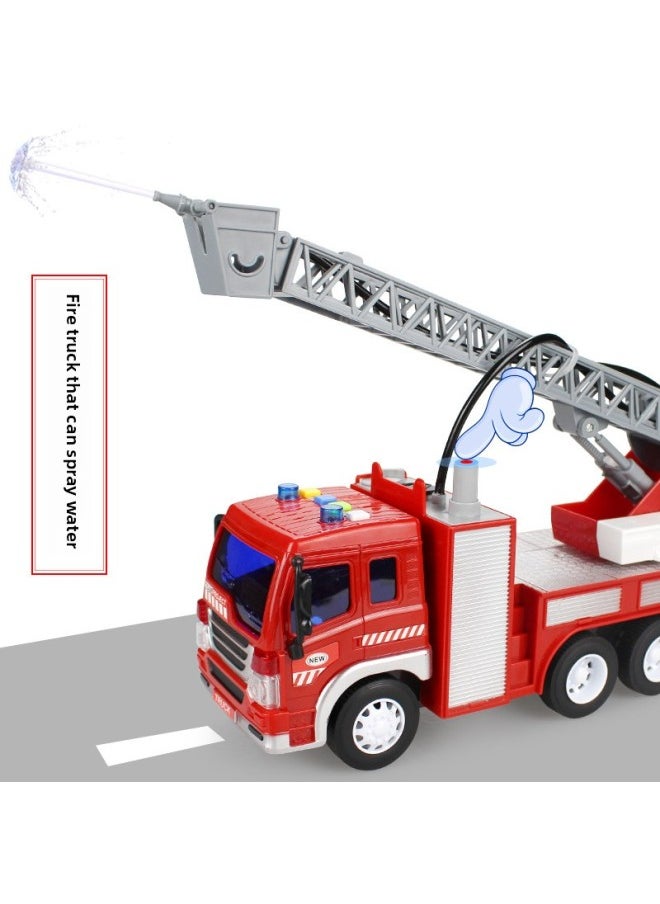 Direct Supply Of Literature And Art Large Inertia Water Spray Fire Truck Ladder Truck Water Supply Truck Story Music Lighting Generation-Color:1:16 Water Spray Fire Ladder Truck