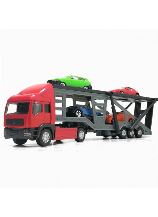 Children's Love Children's Toy Color Changing Car Alloy Sliding Heavy-duty Flat Car Double-deck Transporter Set-Color:Blue