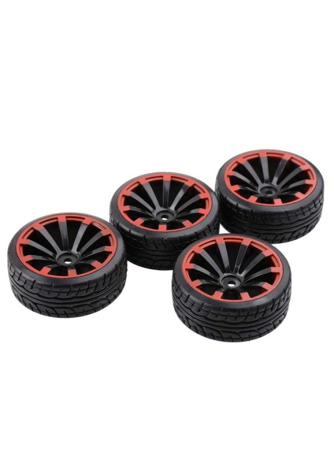 HSP Infinite RC Accessories 1:10 Racing Drift Tire Remote Control Model Drift Car Red Ring Wheel 4 Pack-Color:14 Claw Red Ring Light Tire Leather