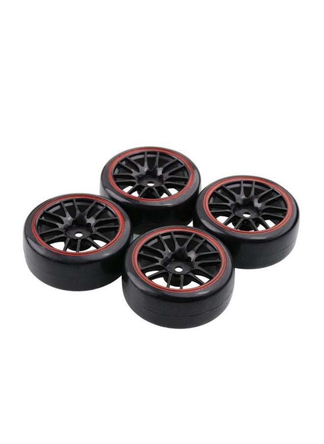 HSP Infinite RC Accessories 1:10 Racing Drift Tire Remote Control Model Drift Car Red Ring Wheel 4 Pack-Color:14 Claw Red Ring Light Tire Leather