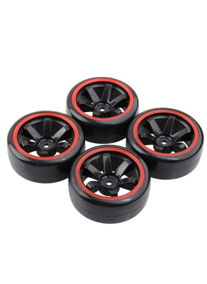 HSP Infinite RC Accessories 1:10 Racing Drift Tire Remote Control Model Drift Car Red Ring Wheel 4 Pack-Color:14 Claw Red Ring Light Tire Leather
