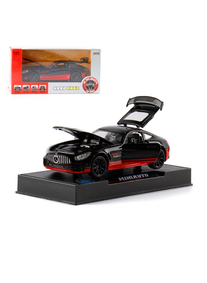 Jianyuan 1:32 Sports Car GT Alloy Car Model Sound And Light Pull Back Children's Toys 3222A-1 Flower-Color:Black Car Yellow Latte Art Box [with Base]