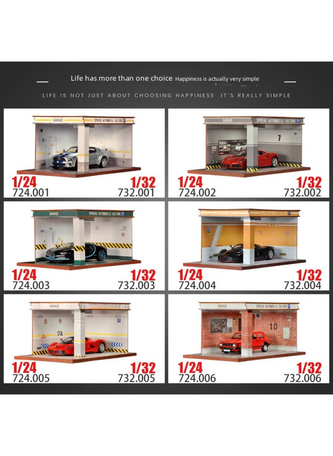 Promotional Simulation Parking Lot View Garage 1/24 Car Model Manual Ornaments Display Storage Toy Car 1/32-Color:[1/24] Simulation Garage 770245 2A