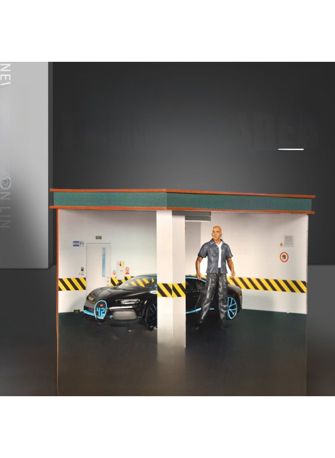 Promotional Simulation Parking Lot View Garage 1/24 Car Model Manual Ornaments Display Storage Toy Car 1/32-Color:[1/32] Simulation Garage 770326 Red Brick