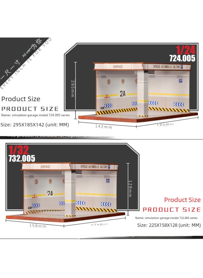 Promotional Simulation Parking Lot View Garage 1/24 Car Model Manual Ornaments Display Storage Toy Car 1/32-Color:[1/32] Simulation Garage 770326 Red Brick
