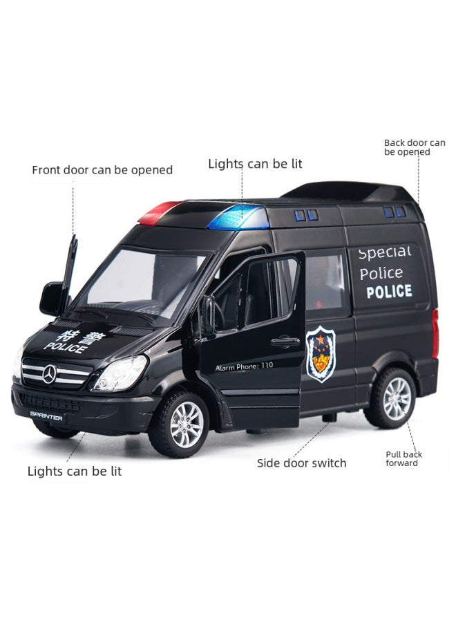 (Boxed) Jiaye 1:32 Ambulance Fire Special Police Van Alloy Car Model Sound And Light Pull Back 32463-Color:White Epidemic Prevention Vehicle Model