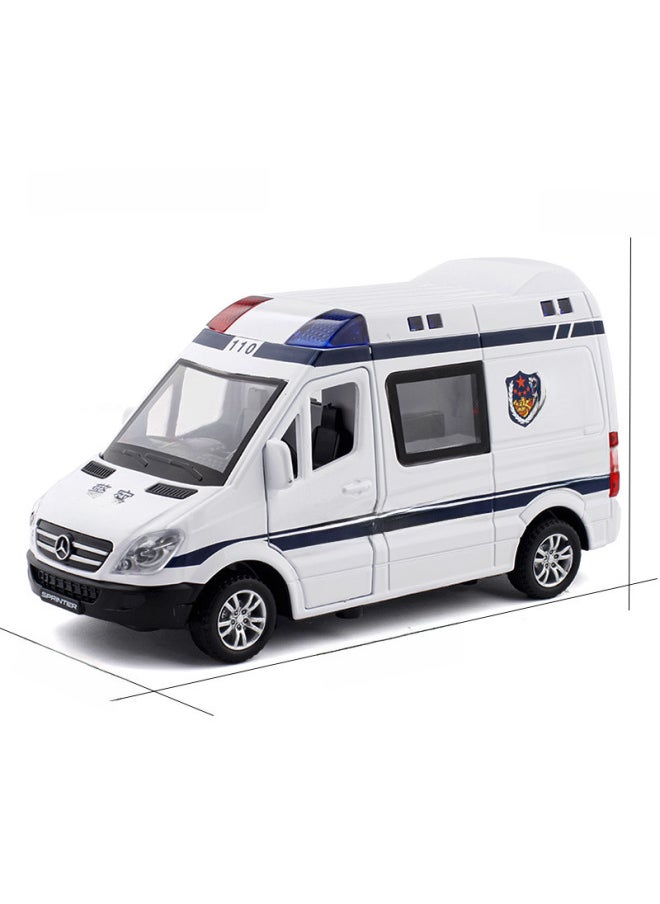 (Boxed) Jiaye 1:32 Ambulance Fire Special Police Van Alloy Car Model Sound And Light Pull Back 32463-Color:White Epidemic Prevention Vehicle Model