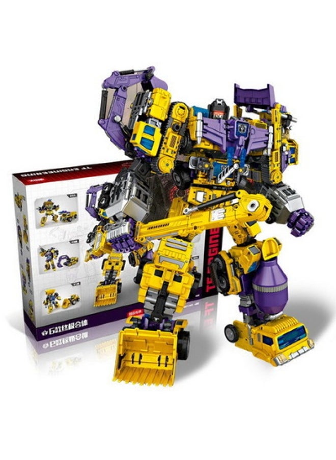 NBK Deformation Toy Fit King Kong Tow Bucket Crane Shovel Digging Bulldozing Robot GT Hercules Project Mixer Truck-Color:NBK Full Set Yellow Color Gift Box