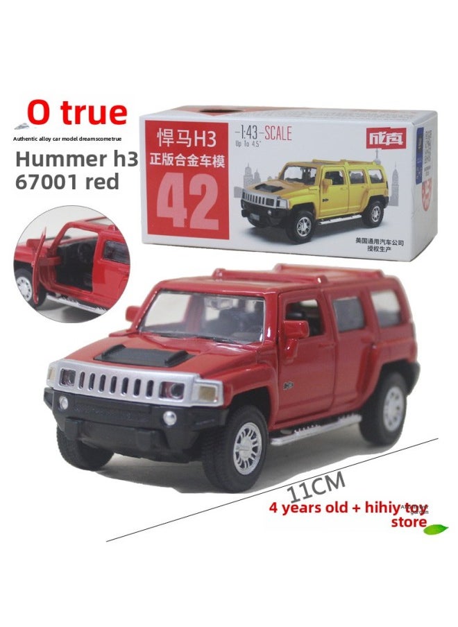Cai Po Alloy Car Model Police Car Fire Truck Off-road Vehicle SUV Jeep Children's Toy Car-Color:67001 Hummer H3 Red