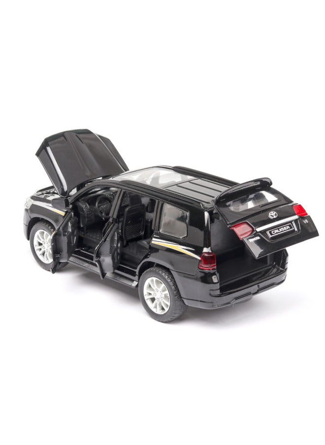 Car To 1:32 Toyota Land Cruiser Car Alloy Car Model Open Door Sound And Light Land Cruise Ship CZ093-Color:Black