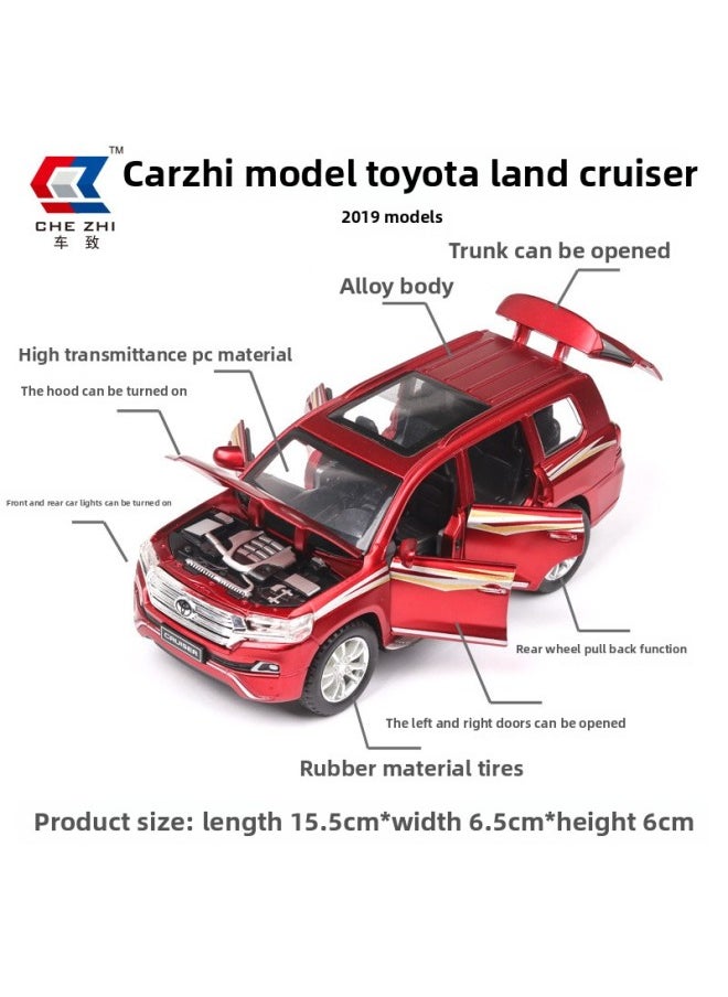 Car To 1:32 Toyota Land Cruiser Car Alloy Car Model Open Door Sound And Light Land Cruise Ship CZ093-Color:Black